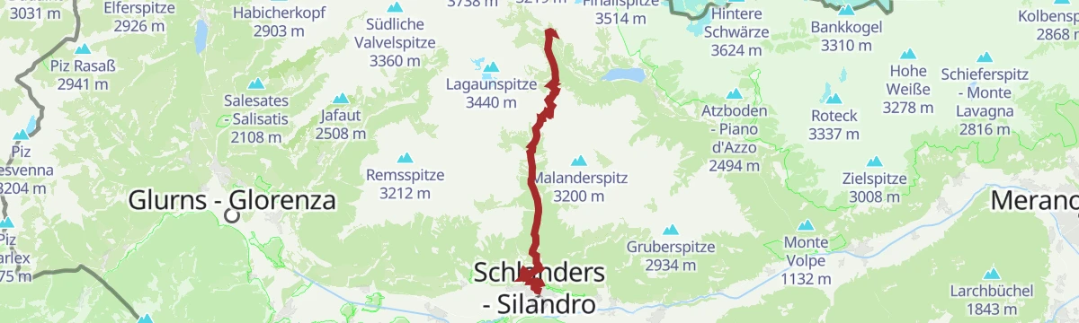 Route map: Escursione lungo il sentiero di Ötzi